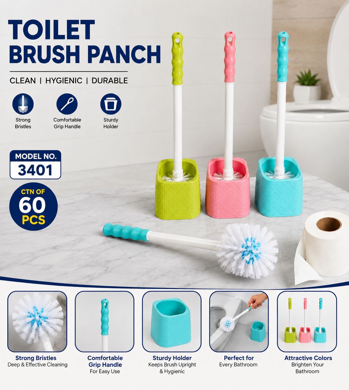 3401 Square Toilet Brush (Imported)