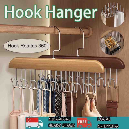 Wooden 8 Hook Multi Use Hanger (Imported)