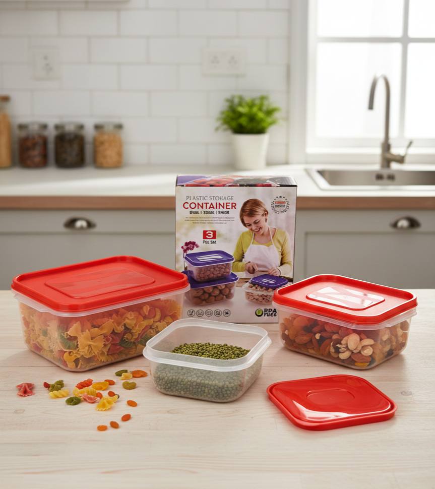 3 Pcs Plastic Storage Container
