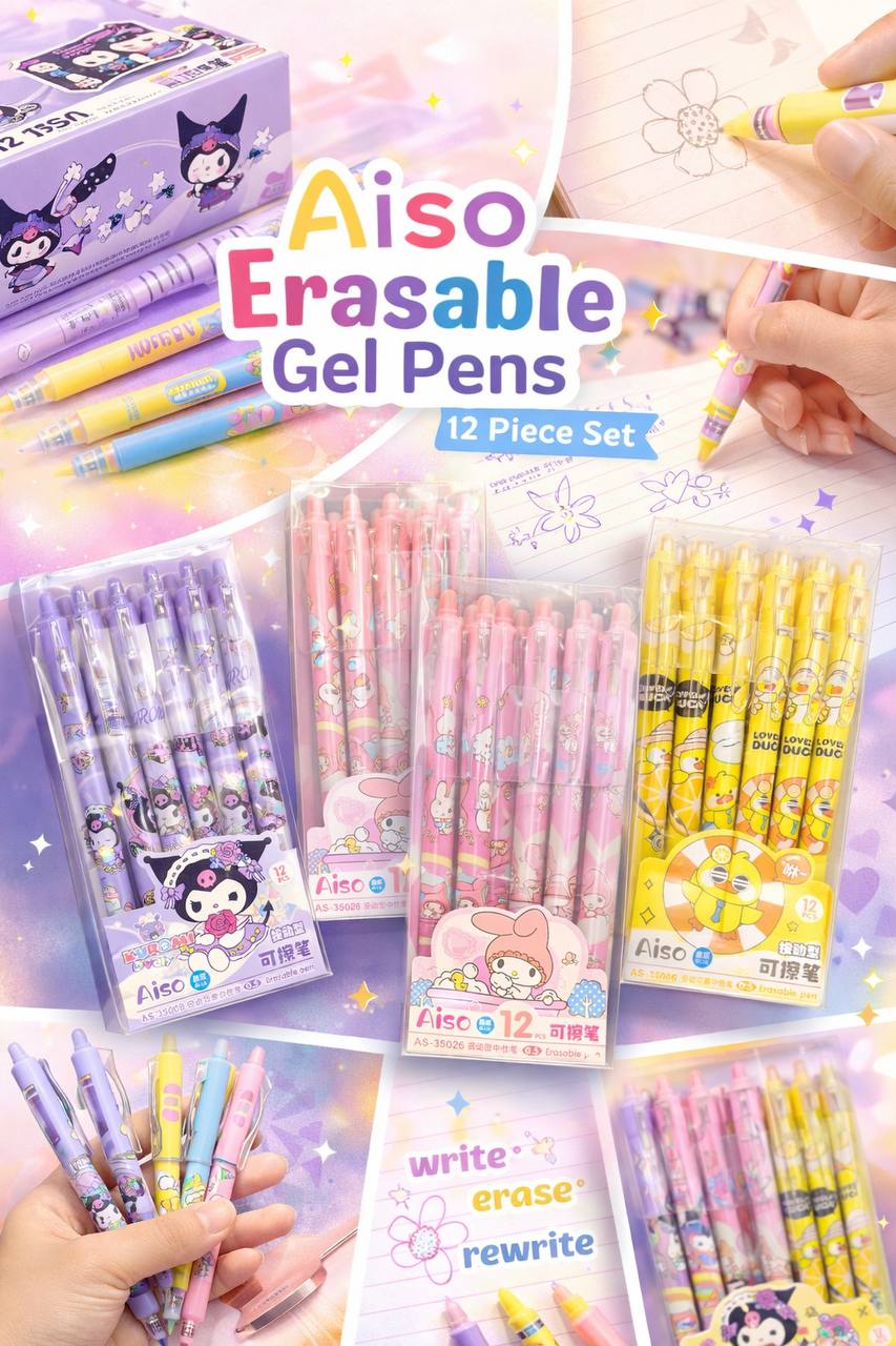 AA262 Cartoon Printed Erasable Pen (Imported)